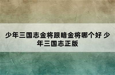 少年三国志金将跟暗金将哪个好 少年三国志正版